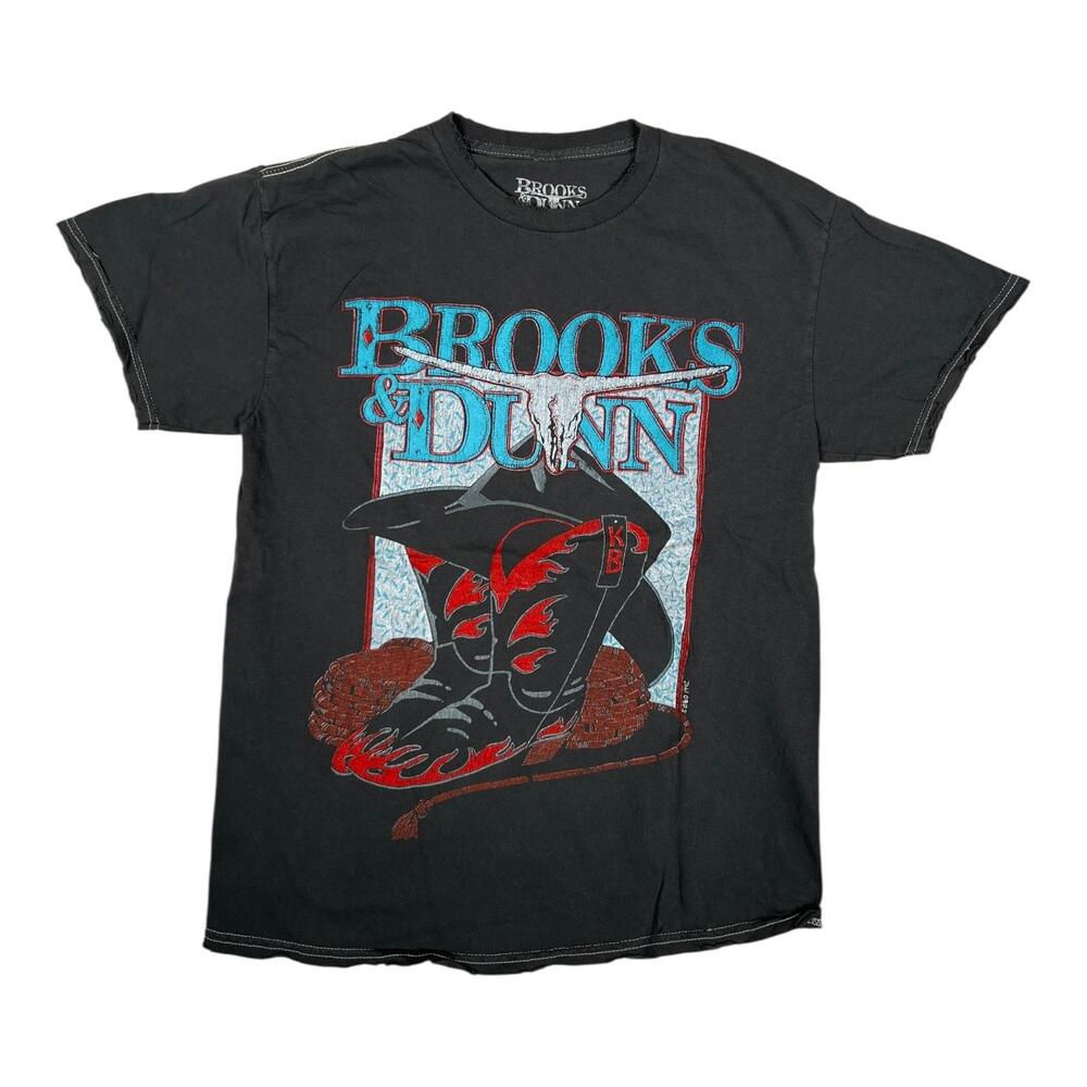 Brooks & Dunn T-Shirt Size Small Black Cowboy Boots Western Band Graphic